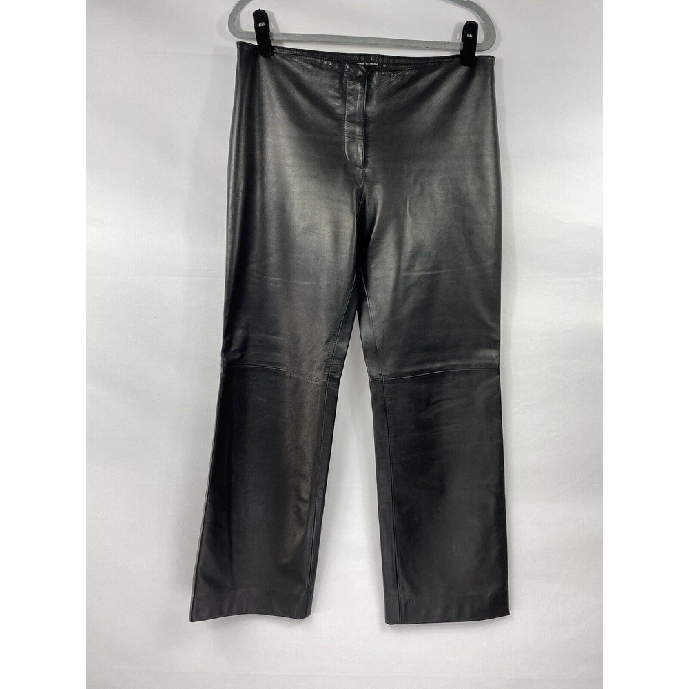 Adrienne Vittadini Charcoal Leather Straight Leg Pants